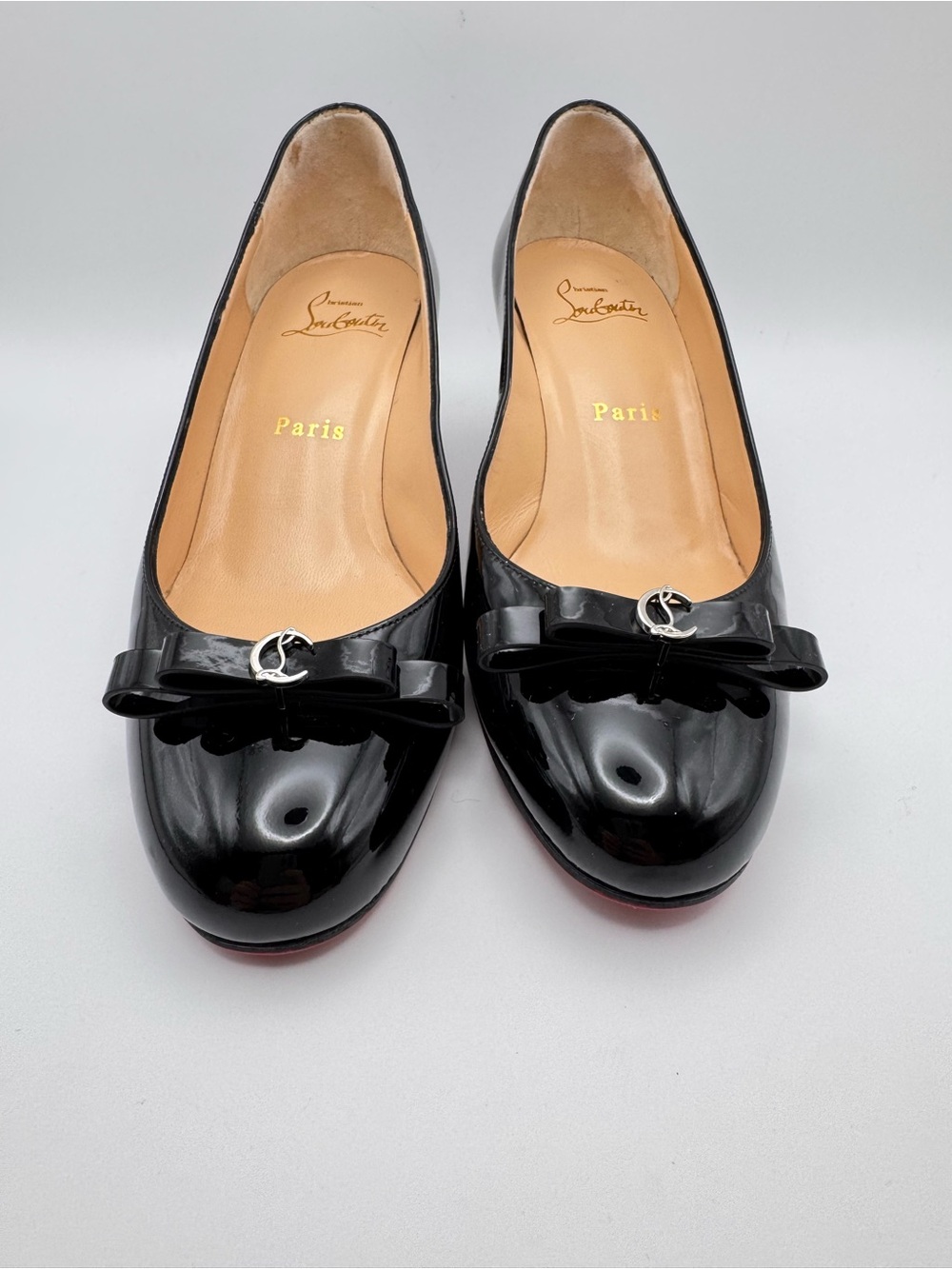 Christian Louboutin Marcia Nodo 55 Black Patent Leather Bow Heels Sz 36 W/Box - Picture 2 of 11